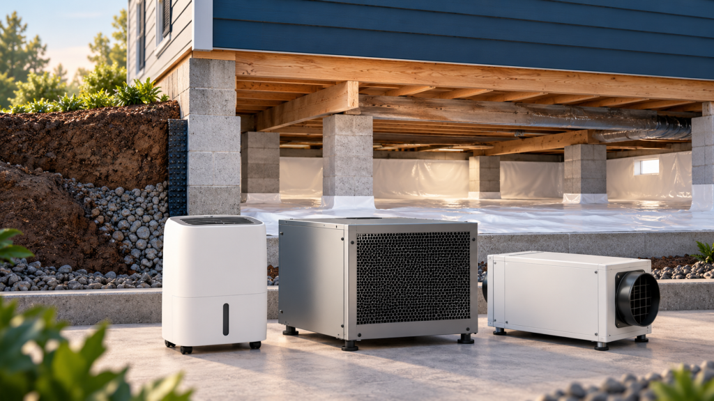Conceptual illustration: Best crawl-space dehumidifiers