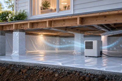 Conceptual illustration: Do you need a dehumidifier in an encapsulated crawl space