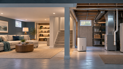 Conceptual illustration: Where to place a dehumidifier in a basement
