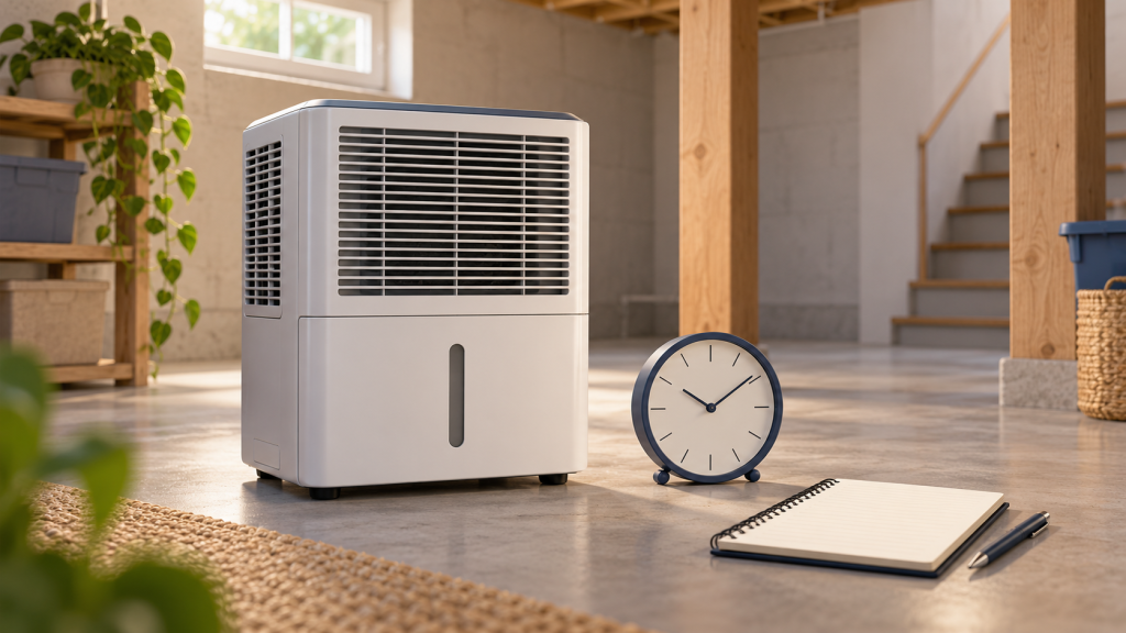 Conceptual illustration of monitoring dehumidifier operation over time