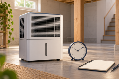 Conceptual illustration of monitoring dehumidifier operation over time