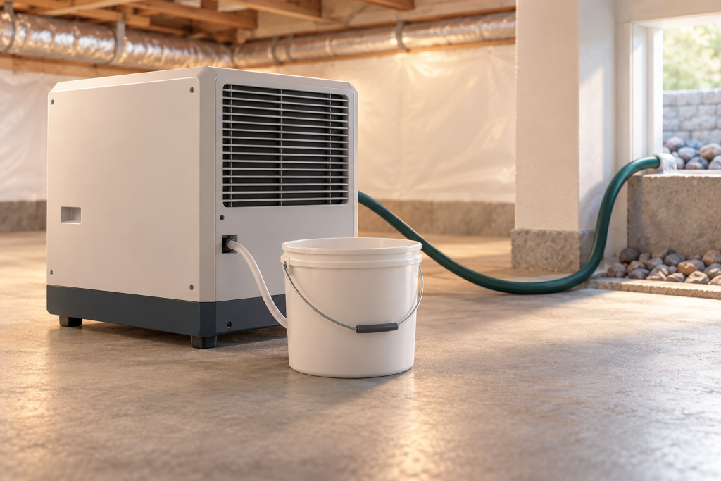 Conceptual illustration of checking where dehumidifier condensate should go